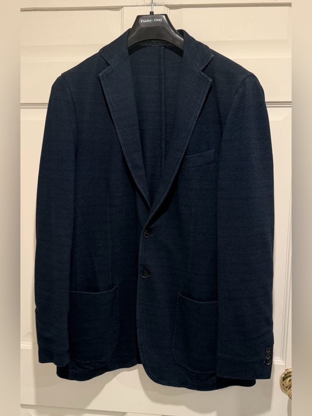 Colombo EUC Size IT 50 US 40 Beautiful Navy Blue Cotton Knit Blazer Jacket